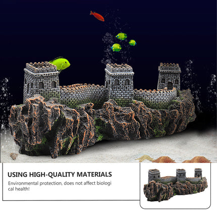 High quality eco-friendly resin aquarium Great Wall ornament in underwater scene - safe for biological health