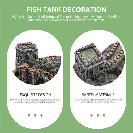 Fish tank decoration Great Wall ornament - exquisite design and safety premium materials for aquarium