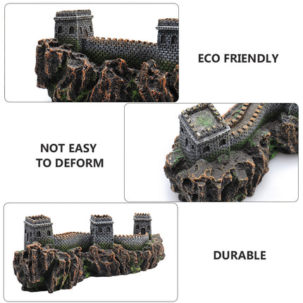 Eco-friendly durable resin aquarium Great Wall ornament - not easy to deform fish tank decoration