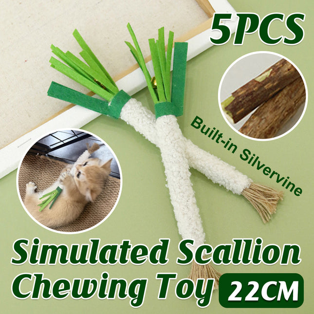 5pcs Simulation Scallion Cat Chewing Toy with Silvervine Bell Felt Interactive