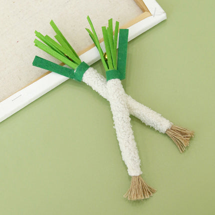 5pcs Simulation Scallion Cat Chewing Toy with Silvervine Bell Felt Interactive