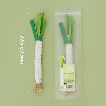 5pcs Simulation Scallion Cat Chewing Toy with Silvervine Bell Felt Interactive