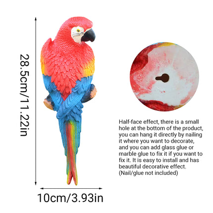 Simulated Half Parrot Tree Hanging Wall Decoration Durable for Home Garden Use
