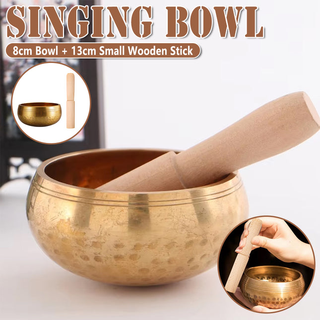 Tibetan Singing Bowl with Wooden Mallet for Meditation Yoga Relaxation ASMR