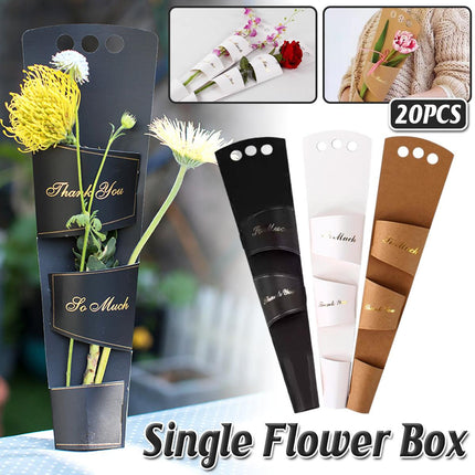 20pcs Valentines Day Flower Box Rose Packaging Handheld Kraft Paper Flower Bag
