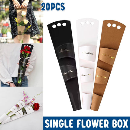 20pcs Valentines Day Flower Box Rose Packaging Handheld Kraft Paper Flower Bag
