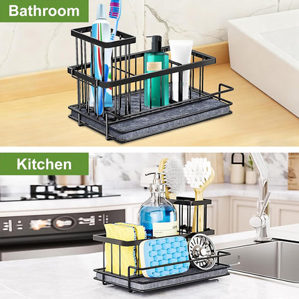 Kitchen Sink Caddy Sponge Brush Holder Diatomite Pad Stainless Steel Organiser
