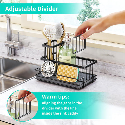 Kitchen Sink Caddy Sponge Brush Holder Diatomite Pad Stainless Steel Organiser