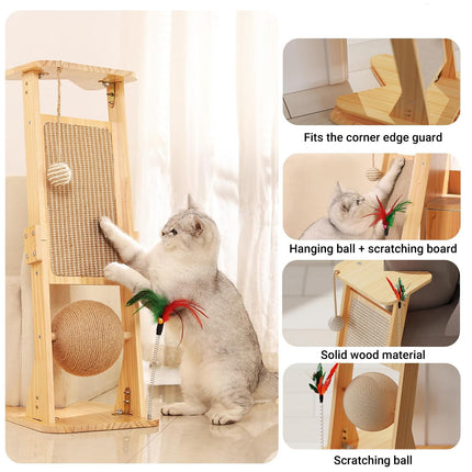 Cat Scratch Board Upright Claw Grinding Post Corner Scratching Column For Indoor