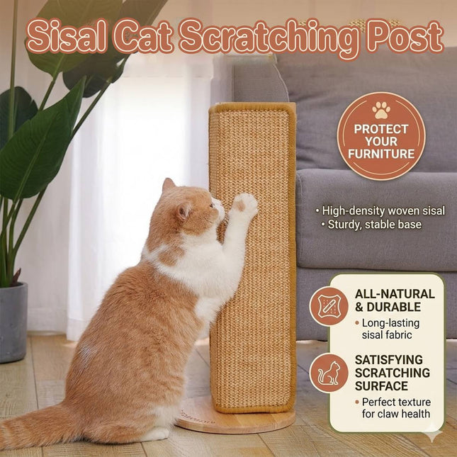 Corner Sisal Cat Scratching Post 52cm Wooden Base
