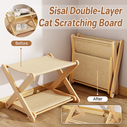 Sisal Double Layer Cat Scratching Board Durable Foldable for Indoor Cats Kittens