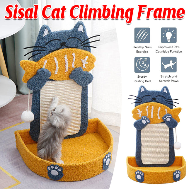 Sisal Cat Scratching Post Wall Mounted Climbing Tree Vertical Scratcher Toy
