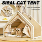 Cat Tent House Semi Enclosed Nest Cat Bed Scratch Board Indoor Kitten Shelter