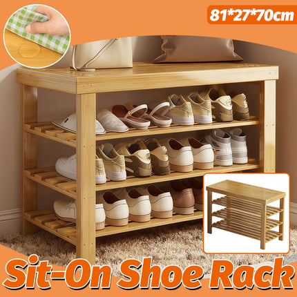 Sit-On Shoe Rack Storage Bench for Entryway Hallway Home Space Saving Durable