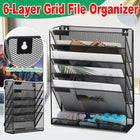6 Layer Grid File Organizer Office Document Storage Rack Desktop Paper Sorter
