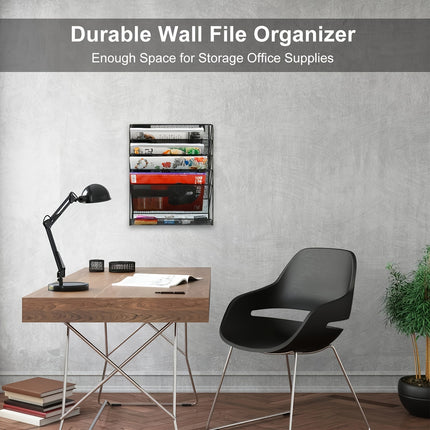 6 Layer Grid File Organizer Office Document Storage Rack Desktop Paper Sorter