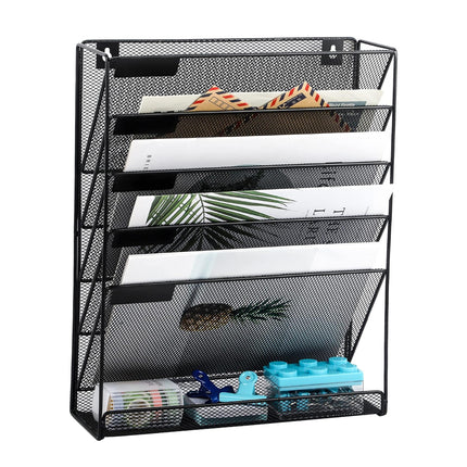6 Layer Grid File Organizer Office Document Storage Rack Desktop Paper Sorter