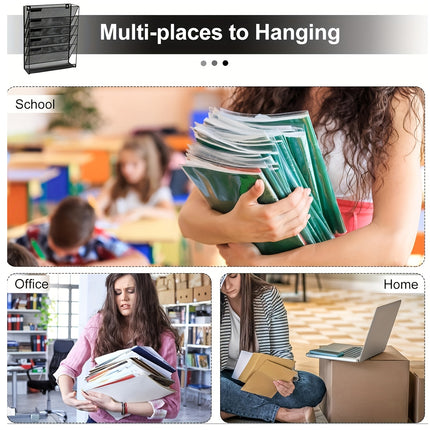 6 Layer Grid File Organizer Office Document Storage Rack Desktop Paper Sorter