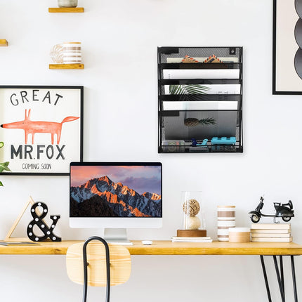 6 Layer Grid File Organizer Office Document Storage Rack Desktop Paper Sorter