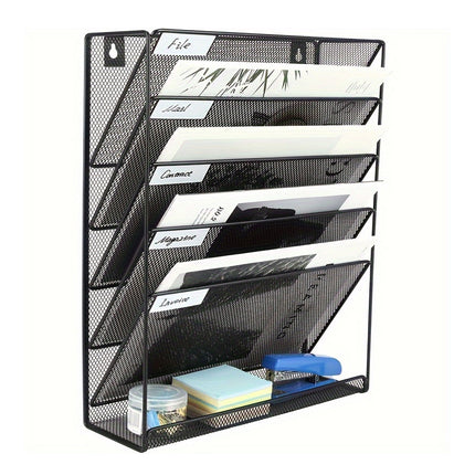 6 Layer Grid File Organizer Office Document Storage Rack Desktop Paper Sorter