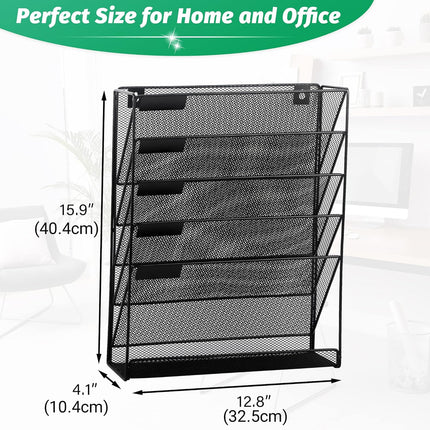 6 Layer Grid File Organizer Office Document Storage Rack Desktop Paper Sorter