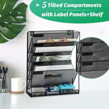 6 Layer Grid File Organizer Office Document Storage Rack Desktop Paper Sorter