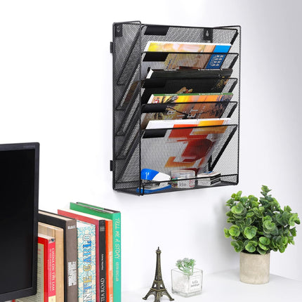 6 Layer Grid File Organizer Office Document Storage Rack Desktop Paper Sorter