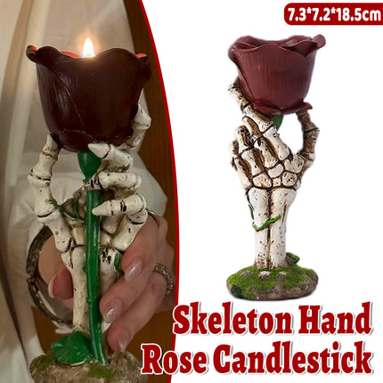 Skeleton Hand Rose Candle Holder Decoration Gothic Style Durable Resin Halloween