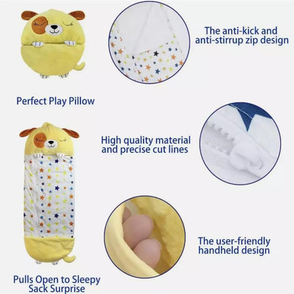 180 x 70cm Convertible Animal Sleeping Bag Plush Pillow for Sleepover Camping