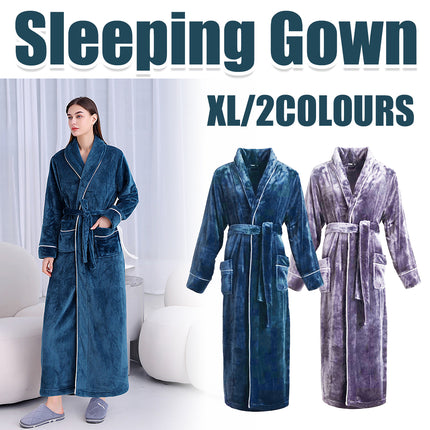 Autumn and Winter Bathrobes Ladies Fleece Soft Warm Long Sleeve with Belt Home