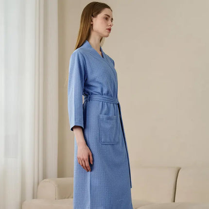 Waffle Spring Summer Couple Bathrobe Men Women Bath Gown Comfortable Breathable