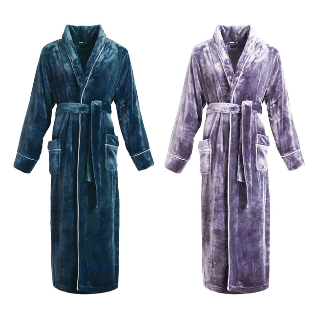 Autumn and Winter Bathrobes Ladies Fleece Soft Warm Long Sleeve with Belt Home