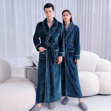 Autumn and Winter Bathrobes Ladies Fleece Soft Warm Long Sleeve with Belt Home