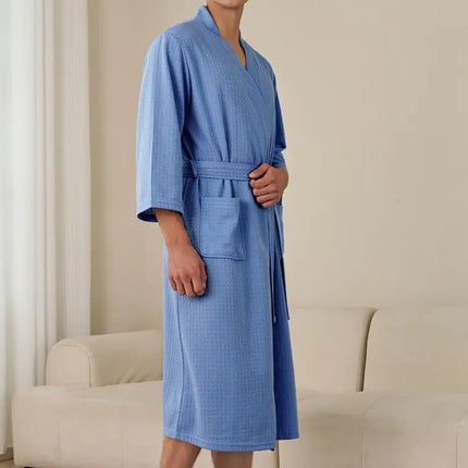 Waffle Spring Summer Couple Bathrobe Men Women Bath Gown Comfortable Breathable
