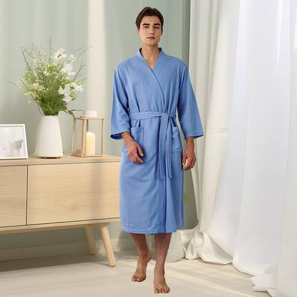 Waffle Spring Summer Couple Bathrobe Men Women Bath Gown Comfortable Breathable