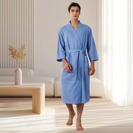 Waffle Spring Summer Couple Bathrobe Men Women Bath Gown Comfortable Breathable
