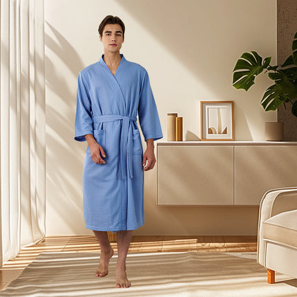 Waffle Spring Summer Couple Bathrobe Men Women Bath Gown Comfortable Breathable