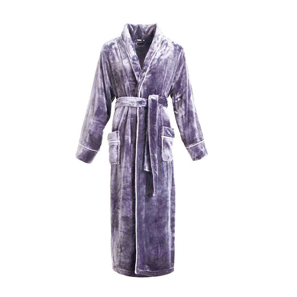Autumn and Winter Bathrobes Ladies Fleece Soft Warm Long Sleeve with Belt Home