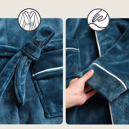 Autumn and Winter Bathrobes Ladies Fleece Soft Warm Long Sleeve with Belt Home