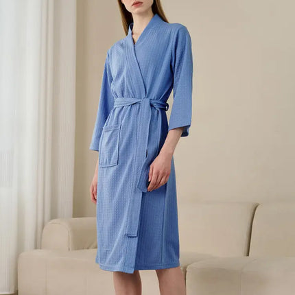 Waffle Spring Summer Couple Bathrobe Men Women Bath Gown Comfortable Breathable