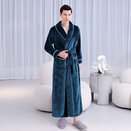 Autumn and Winter Bathrobes Ladies Fleece Soft Warm Long Sleeve with Belt Home
