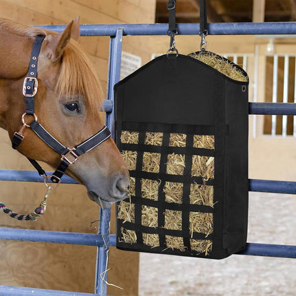 Black Slow Feed Horse Hay Bag with 2 Inch Grid