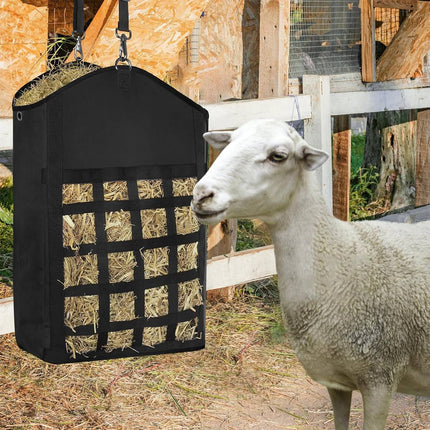 Black Slow Feed Horse Hay Bag with 2 Inch Grid