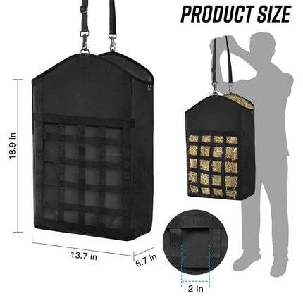 Black Slow Feed Horse Hay Bag with 2 Inch Grid
