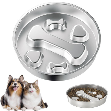 Large Capacity Stainless Steel Pet Slow Feeder Bowl Non-Slip Anti-Spill Durable