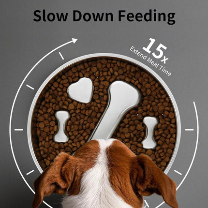 Large Capacity Stainless Steel Pet Slow Feeder Bowl Non-Slip Anti-Spill Durable