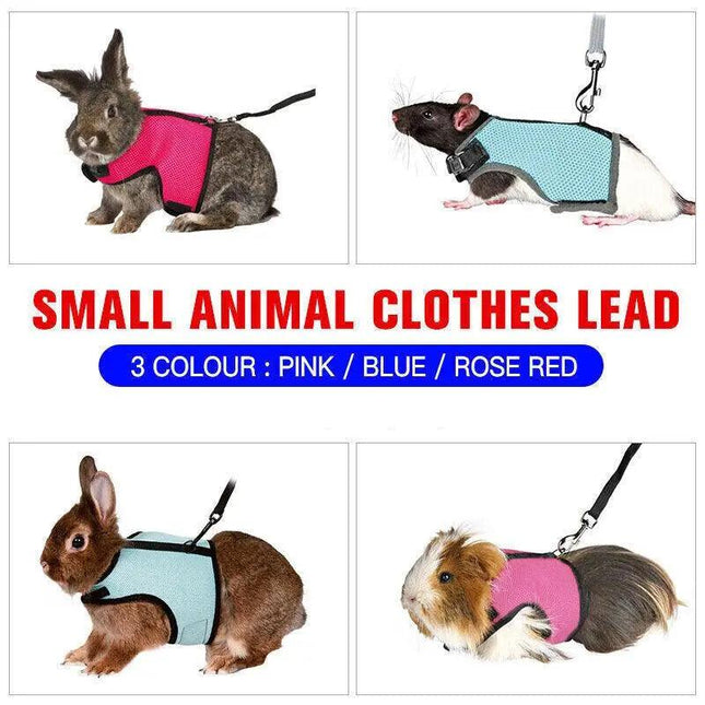 Small Animal Harness Guinea Pig Forret Hamster Rabbit Squirrel Vest Clothes Lead - Aimall