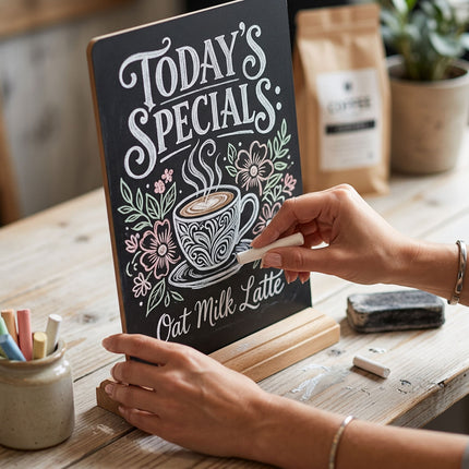 Mini Wooden Chalkboard Signs 4 Pack Reusable Message Board with Stand for Cafe