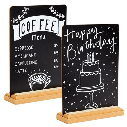Mini Wooden Chalkboard Signs 4 Pack Reusable Message Board with Stand for Cafe