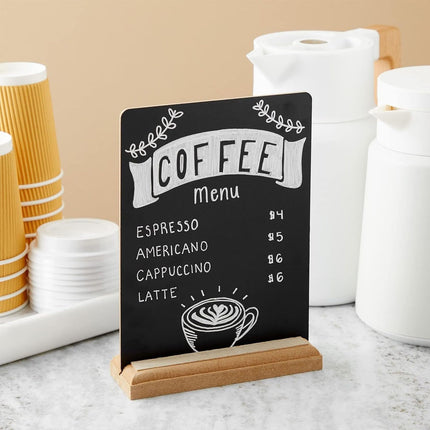 Mini Wooden Chalkboard Signs 4 Pack Reusable Message Board with Stand for Cafe